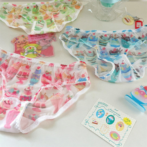 夏季新款昭和甜品復古冰沙網紗涼感透氣包臀彈力學生少女士三角褲 夏季新款昭和甜品復古冰沙網紗涼感透氣包臀彈力學生少女士三角褲