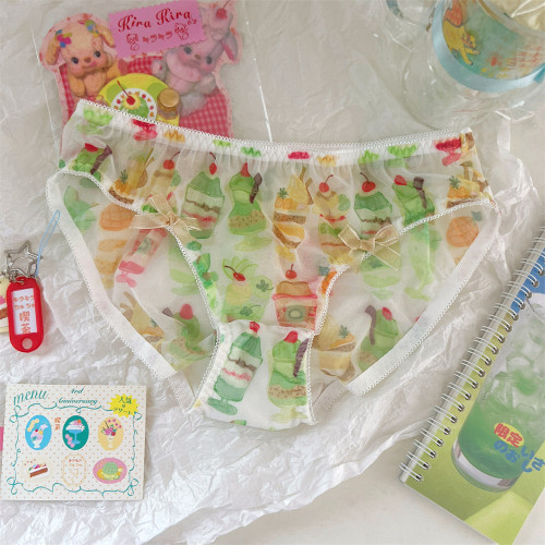 夏季新款昭和甜品復古冰沙網紗涼感透氣包臀彈力學生少女士三角褲 夏季新款昭和甜品復古冰沙網紗涼感透氣包臀彈力學生少女士三角褲