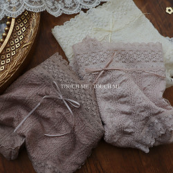 touchme法式蕾絲泡泡棉透氣內褲女性感舒適軟糯桑蠶絲抗菌襠3條裝