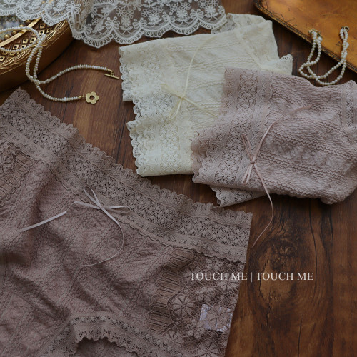 touchme法式蕾絲泡泡棉透氣內褲女性感舒適軟糯桑蠶絲抗菌襠3條裝 touchme法式蕾絲泡泡棉透氣內褲女性感舒適軟糯桑蠶絲抗菌襠3條裝