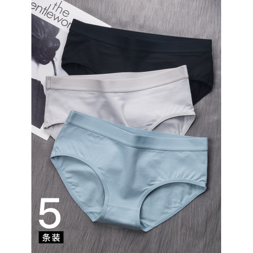 內褲女純棉襠黑色純色中腰女生提臀透氣100%全棉襠女士三角褲短褲