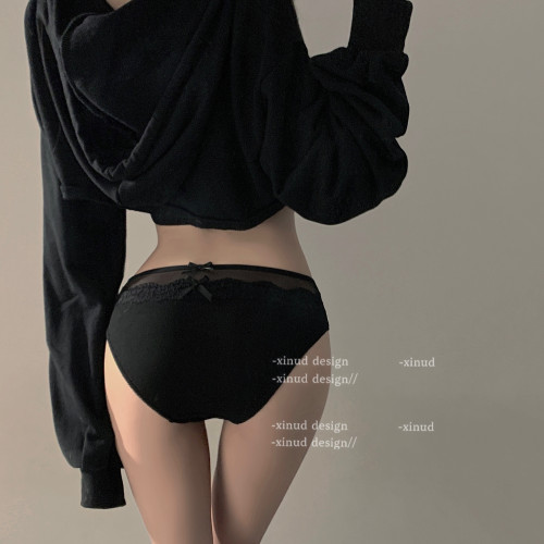 「LA」濃情山崎*原創性感簡約蕾絲網紗蝴蝶結日常舒適女三角內褲