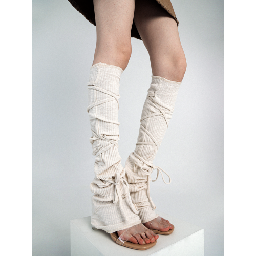 SS2L23秋冬時尚y2k千禧辣妹純色針織微喇綁帶襪套堆堆襪女ins潮 SS2L23秋冬時尚y2k千禧辣妹純色針織微喇綁帶襪套堆堆襪女ins潮