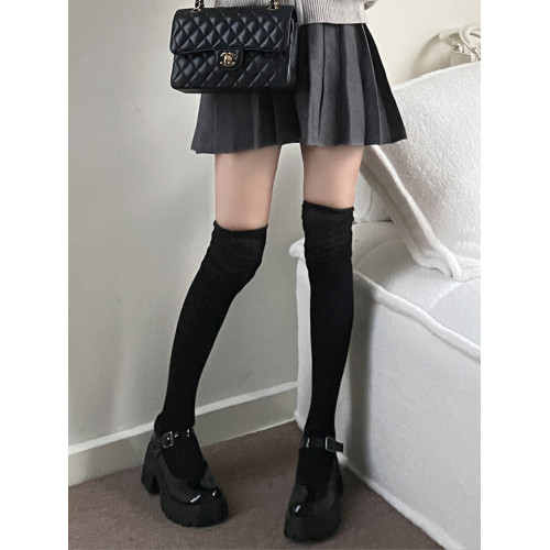 褶皺曡穿長筒襪薄款純色純欲甜美拼接過膝高筒大腿襪女 褶皺曡穿長筒襪薄款純色純欲甜美拼接過膝高筒大腿襪女