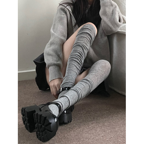 褶皺曡穿長筒襪薄款純色純欲甜美拼接過膝高筒大腿襪女 褶皺曡穿長筒襪薄款純色純欲甜美拼接過膝高筒大腿襪女