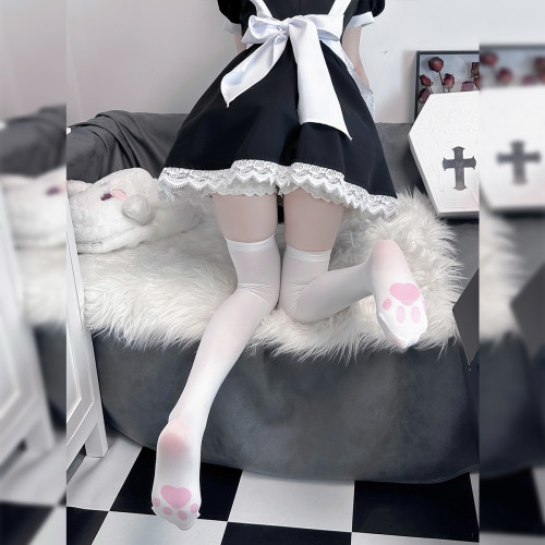 七了個三可愛腳底貓爪印花過膝襪天鵞絨大腿襪長筒襪甜系軟萌筒襪 七了個三可愛腳底貓爪印花過膝襪天鵞絨大腿襪長筒襪甜系軟萌筒襪