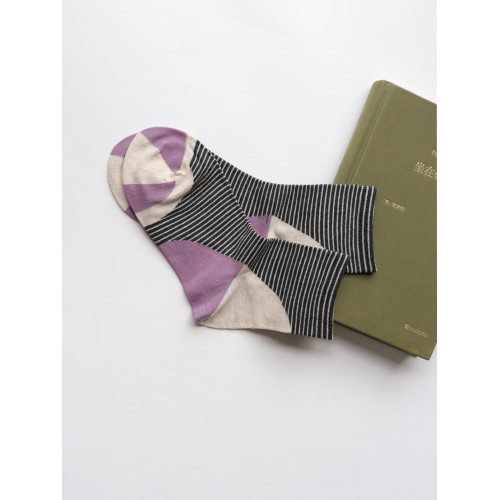 襪子女清新條紋拼色中筒襪純棉舒適無骨縫合棉襪簡約百搭紫色襪子 襪子女清新條紋拼色中筒襪純棉舒適無骨縫合棉襪簡約百搭紫色襪子