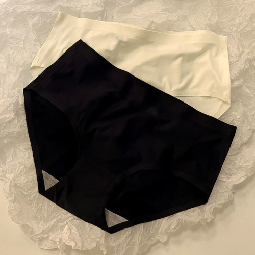 冰絲內褲女無痕透氣女士少女生中腰涼感夏季薄款胖mm大碼三角短褲