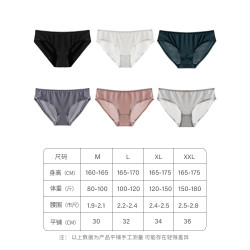 夏季薄款簡約冰絲內褲女無痕透氣絲滑蕾絲中低腰三角褲速乾大碼黑