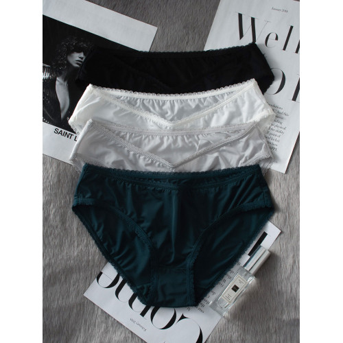 夏季薄款簡約冰絲內褲女無痕透氣絲滑蕾絲中低腰三角褲速乾大碼黑 夏季薄款簡約冰絲內褲女無痕透氣絲滑蕾絲中低腰三角褲速乾大碼黑