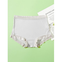 高檔桑蠶絲真絲內褲女透氣舒適蕾絲三角包臀無痕平角內褲抗菌大碼