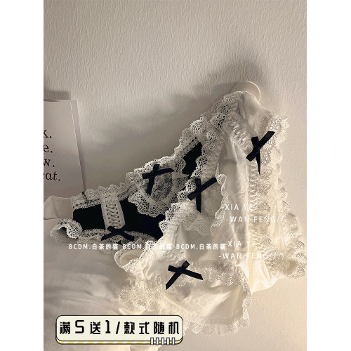 白茶的貓日系甜美鏤空蕾絲內褲女生純欲低腰蝴蝶結女僕三角褲 白茶的貓日系甜美鏤空蕾絲內褲女生純欲低腰蝴蝶結女僕三角褲