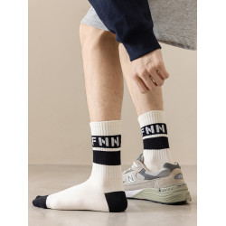 青少年無骨襪子男士純棉長筒款秋冬季運動籃球防臭吸汗潮男襪全棉