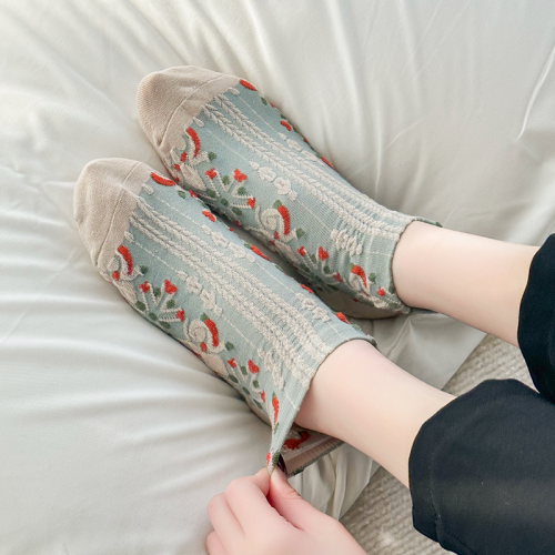 五雙襪子女短襪ins潮襪宮廷立體浮雕復古森系短筒女淺口女士船襪 五雙襪子女短襪ins潮襪宮廷立體浮雕復古森系短筒女淺口女士船襪