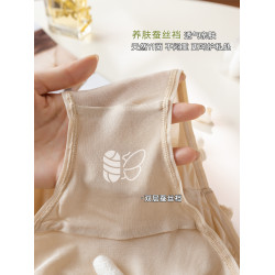 芬寫100%真絲桑蠶絲內褲女中腰無痕透氣抑菌雙層襠網紗拼接三角褲