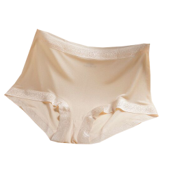 女真絲內褲一片式透氣舒適無痕速乾包臀中腰蕾絲桑蠶絲短褲夏薄款