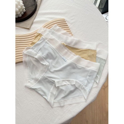 夏天透氣蕾絲莫代爾內褲夏季薄款女士褲頭桑蠶絲襠三角褲中高腰