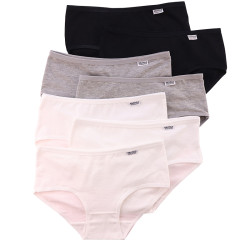 7條盒裝純黑白灰少女生內褲女全棉100％簡約舒適中低腰純棉三角褲