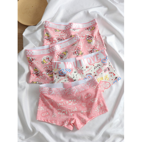 平角內褲女生純棉粉色可愛卡通中性透氣抗菌襠運動舒適四角短褲 平角內褲女生純棉粉色可愛卡通中性透氣抗菌襠運動舒適四角短褲