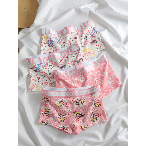 平角內褲女生純棉粉色可愛卡通中性透氣抗菌襠運動舒適四角短褲 平角內褲女生純棉粉色可愛卡通中性透氣抗菌襠運動舒適四角短褲