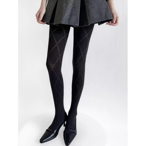 美式復古菱形格打底襪鏤空顯瘦美腿高彈力時髦小衆外穿黑灰連褲襪 美式復古菱形格打底襪鏤空顯瘦美腿高彈力時髦小衆外穿黑灰連褲襪