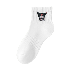 庫洛米襪子女短襪純棉黑白色中短筒秋冬加厚日系可愛運動學生長襪