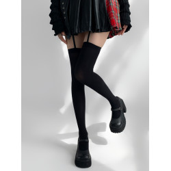 夜間教習室法式吊帶絲襪女黑色一體式過膝襪子薄款長筒襪性感黑絲