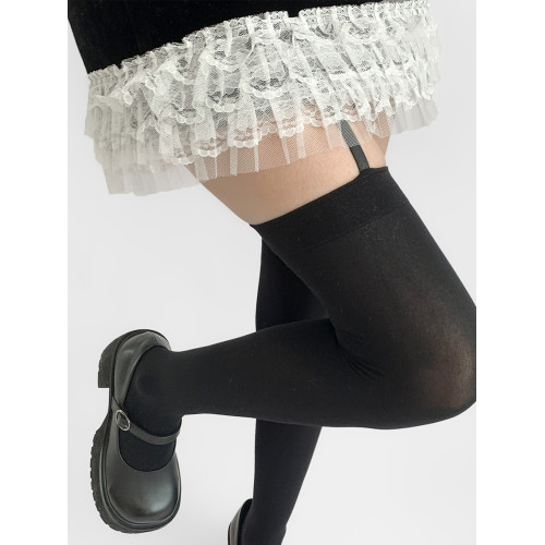 夜間教習室法式吊帶絲襪女黑色一體式過膝襪子薄款長筒襪性感黑絲 夜間教習室法式吊帶絲襪女黑色一體式過膝襪子薄款長筒襪性感黑絲