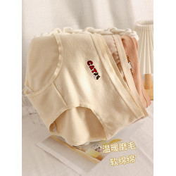 軟軟德絨磨毛2024秋冬新款保暖內褲女生純棉襠少女中腰女士三角褲