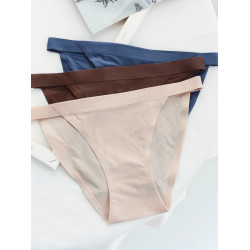 冰絲無痕內褲女士性感牛奶絲高開叉 薄款3條歐美風女三角褲純棉襠