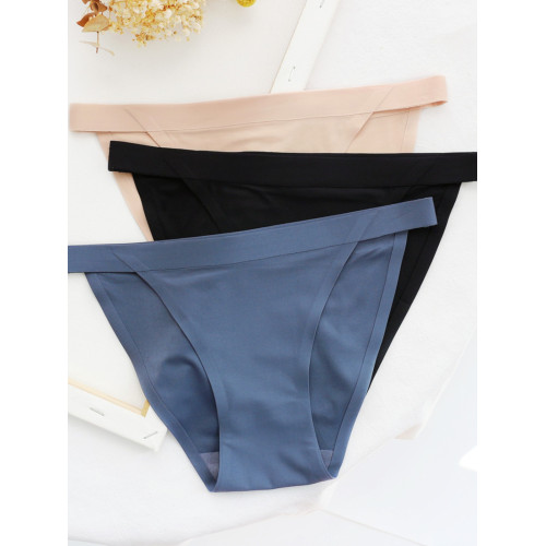 冰絲無痕內褲女士性感牛奶絲高開叉 薄款3條歐美風女三角褲純棉襠 冰絲無痕內褲女士性感牛奶絲高開叉 薄款3條歐美風女三角褲純棉襠