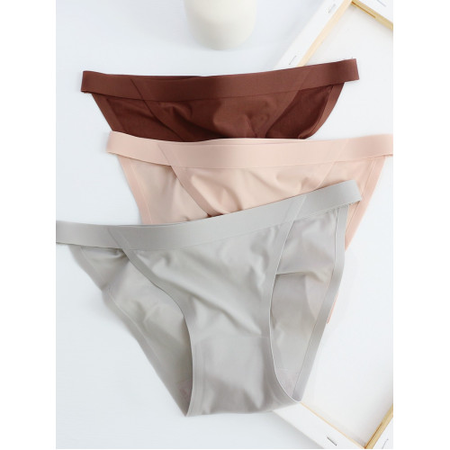 冰絲無痕內褲女士性感牛奶絲高開叉 薄款3條歐美風女三角褲純棉襠 冰絲無痕內褲女士性感牛奶絲高開叉 薄款3條歐美風女三角褲純棉襠