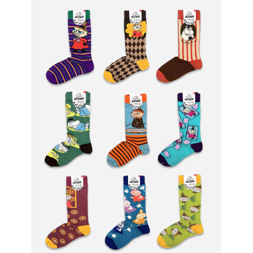 姆明亞美日單森系女士棉襪中筒襪個性卡通動漫四季款可愛彩色潮襪