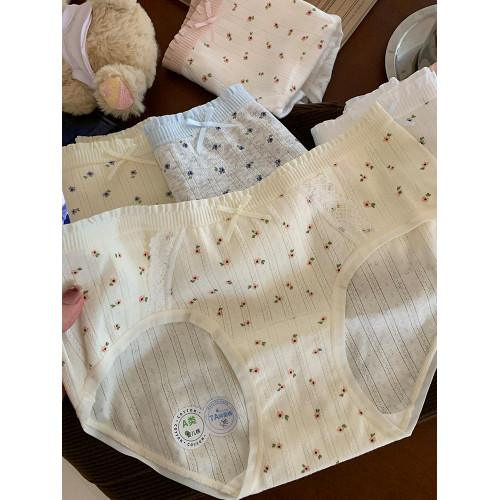 純欲內褲女士7A抑菌純棉加長襠碎花中腰無痕A類嬰兒棉女生三角褲 純欲內褲女士7A抑菌純棉加長襠碎花中腰無痕A類嬰兒棉女生三角褲