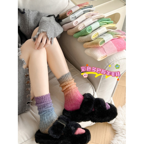 彩色紥染漸變色羊毛襪子女潮網紅款加絨冬季保暖設計感ab版堆堆襪 彩色紥染漸變色羊毛襪子女潮網紅款加絨冬季保暖設計感ab版堆堆襪