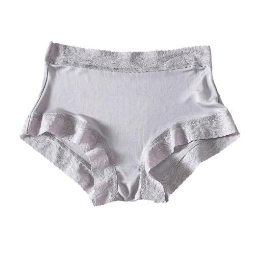 新款真絲女中腰內褲桑蠶絲蕾絲花邊透氣無痕寬松大碼平角內褲女薄 新款真絲女中腰內褲桑蠶絲蕾絲花邊透氣無痕寬松大碼平角內褲女薄