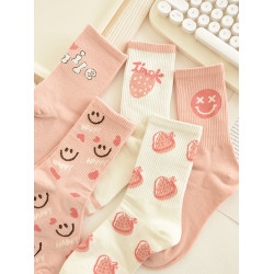 襪子女秋冬中筒襪純棉學院風長襪韓版卡通ins潮春秋高筒運動外穿