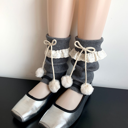 jk白色蕾絲花邊堆堆襪女中筒日系甜美毛球小腿套秋冬季雪地靴襪套 jk白色蕾絲花邊堆堆襪女中筒日系甜美毛球小腿套秋冬季雪地靴襪套