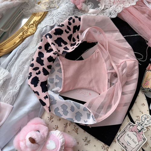 美式辣妹火辣性感純欲冰絲無痕粉色豹紋蕾絲內褲女低腰女生三角褲