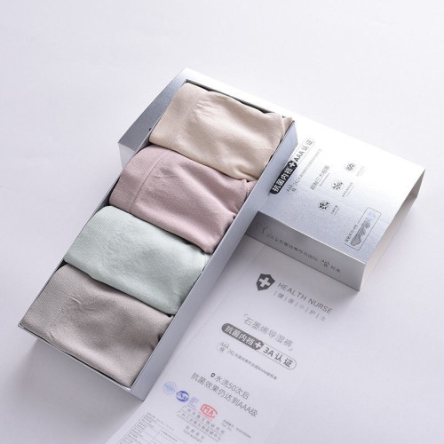 4條裝銀盒石墨烯導溼抑菌裸氨純棉檔透氣無痕少女士三角內褲 4條裝銀盒石墨烯導溼抑菌裸氨純棉檔透氣無痕少女士三角內褲