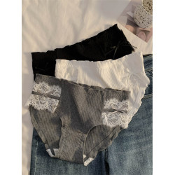 miu系讅美~女生純欲蕾絲三角褲中腰內褲女士純棉7a級抑菌2025新款