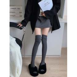 長筒大腿襪子女秋冬季加厚保暖配靴子高筒襪黑色過膝羊毛小腿襪