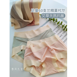 0體感60支|六免一柔軟莫代爾棉艾草抗菌無痕高彈中腰女內褲大碼