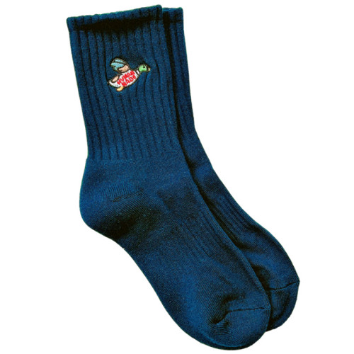 3雙 襪子男女中筒長襪純棉毛巾底吸汗透氣黑白襪子日潮小鴨子刺綉