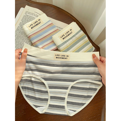 VV大碼內褲女生純棉內襠2025新款彩虹美式條紋透氣不夾臀三角短褲 VV大碼內褲女生純棉內襠2025新款彩虹美式條紋透氣不夾臀三角短褲