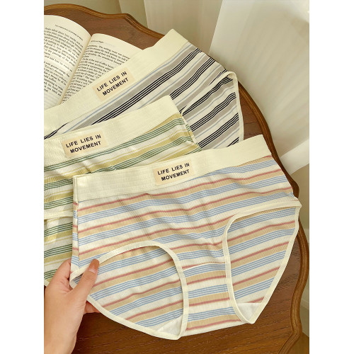 VV大碼內褲女生純棉內襠2025新款彩虹美式條紋透氣不夾臀三角短褲 VV大碼內褲女生純棉內襠2025新款彩虹美式條紋透氣不夾臀三角短褲