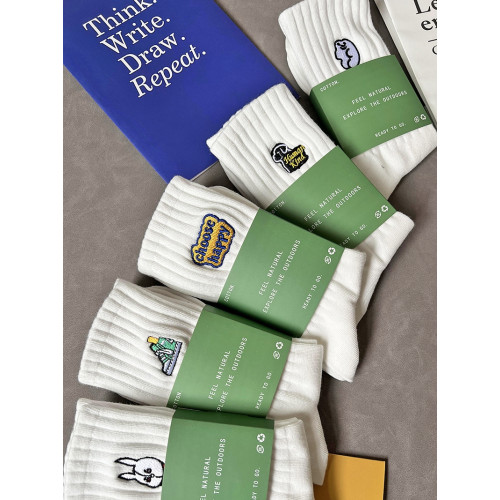 5雙裝襪子男女純棉潮刺綉ins春夏中長筒防臭個性學生運動籃球襪子 5雙裝襪子男女純棉潮刺綉ins春夏中長筒防臭個性學生運動籃球襪子