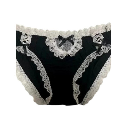 日系lolita甜美女僕蝴蝶結蕾絲邊莫爾代低腰舒適性感可愛少女內褲