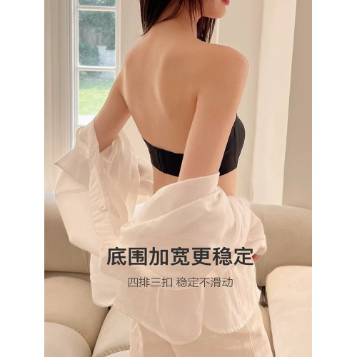 無肩帶內衣女外穿薄款透氣防滑無痕隱形抹胸收副乳裹胸文胸罩短襪