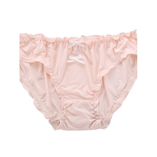 簡約純色雙蝴蝶結內褲女中腰包臀絲滑柔軟甜美木耳邊少女三角短褲